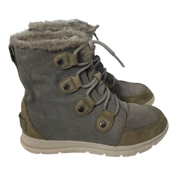 Sorel Women's Explorer Joan Leather/Suede Faux Fur Ankle Tall Winter Boots 7 - Picture 7 of 12